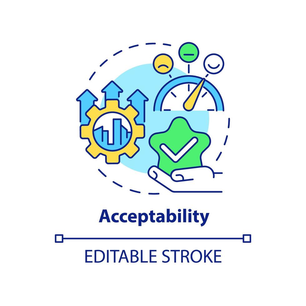 Acceptability concept icon. Sustainable land management practice abstract idea thin line illustration. Socially acceptable. Isolated outline drawing. Editable stroke. vector