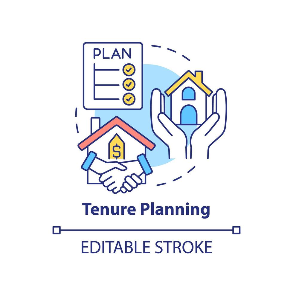 Tenure planning concept icon. Land-use planning abstract idea thin line illustration. Financial arrangement. Real estate. Isolated outline drawing. Editable stroke. vector