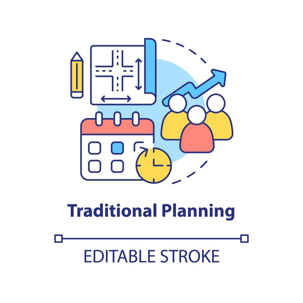 Traditional planning concept icon. Type of planning abstract idea thin line illustration. Employing resources efficiently. Isolated outline drawing. Editable stroke. vector