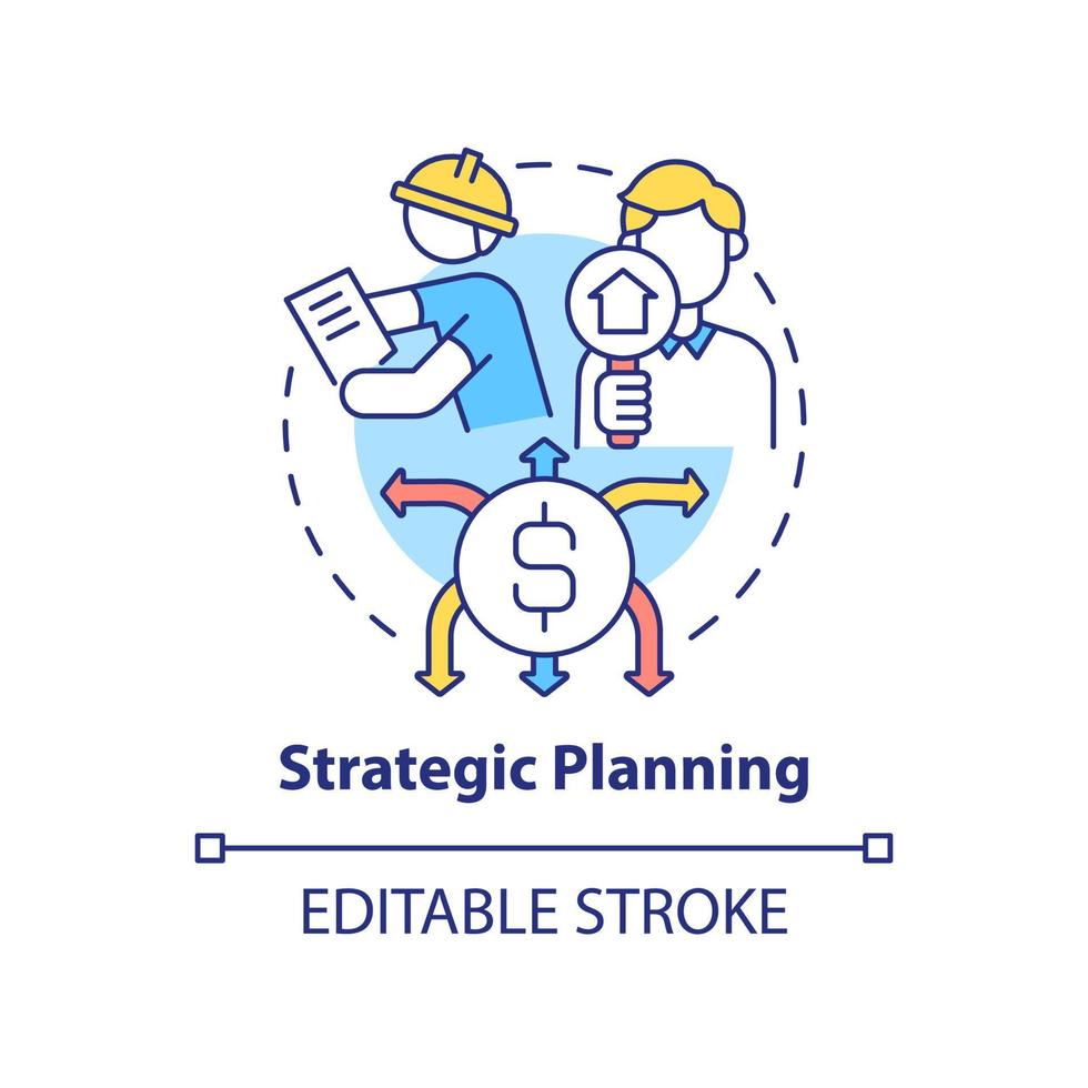 Strategic planning concept icon. Type of planning abstract idea thin line illustration. Reviewing organization direction. Isolated outline drawing. Editable stroke. vector