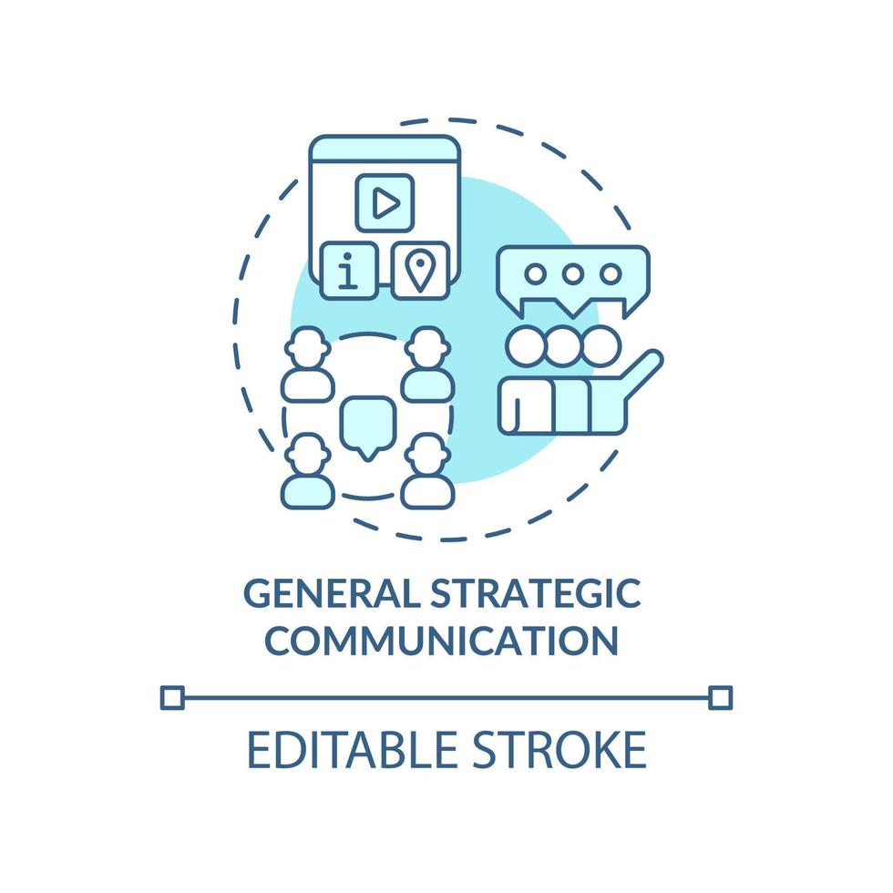 General strategic communication turquoise concept icon. Types of PR firms abstract idea thin line illustration. Isolated outline drawing. Editable stroke. vector