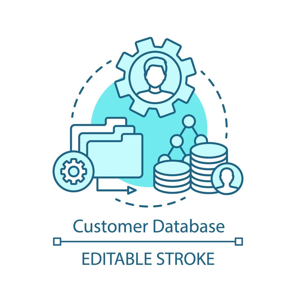 icono de concepto de base de datos de clientes. ilustración de línea delgada de idea de icono de concepto de base de datos de clientes. ilustración de línea delgada de idea de