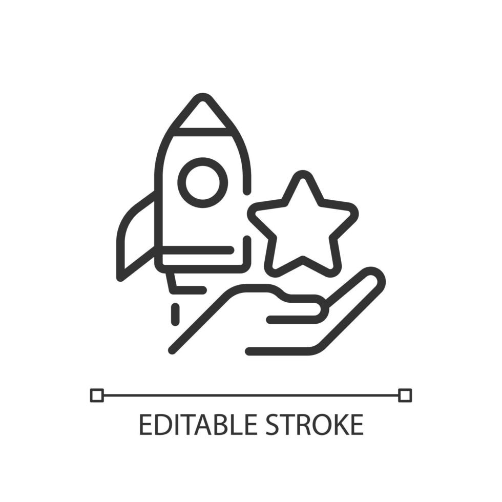 Launch bonus pixel perfect linear icon. Pay-for-performance program. Recognize employee achievements. Thin line illustration. Contour symbol. Vector outline drawing. Editable stroke.