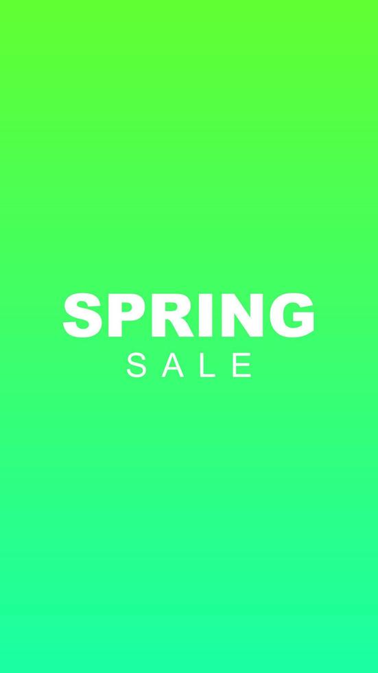 Spring sale social media story duotone template. Gradient green advertising web banner with text, promotion content layout. Modern vibrant mobile app design. Blending teal color with lettering mockup vector