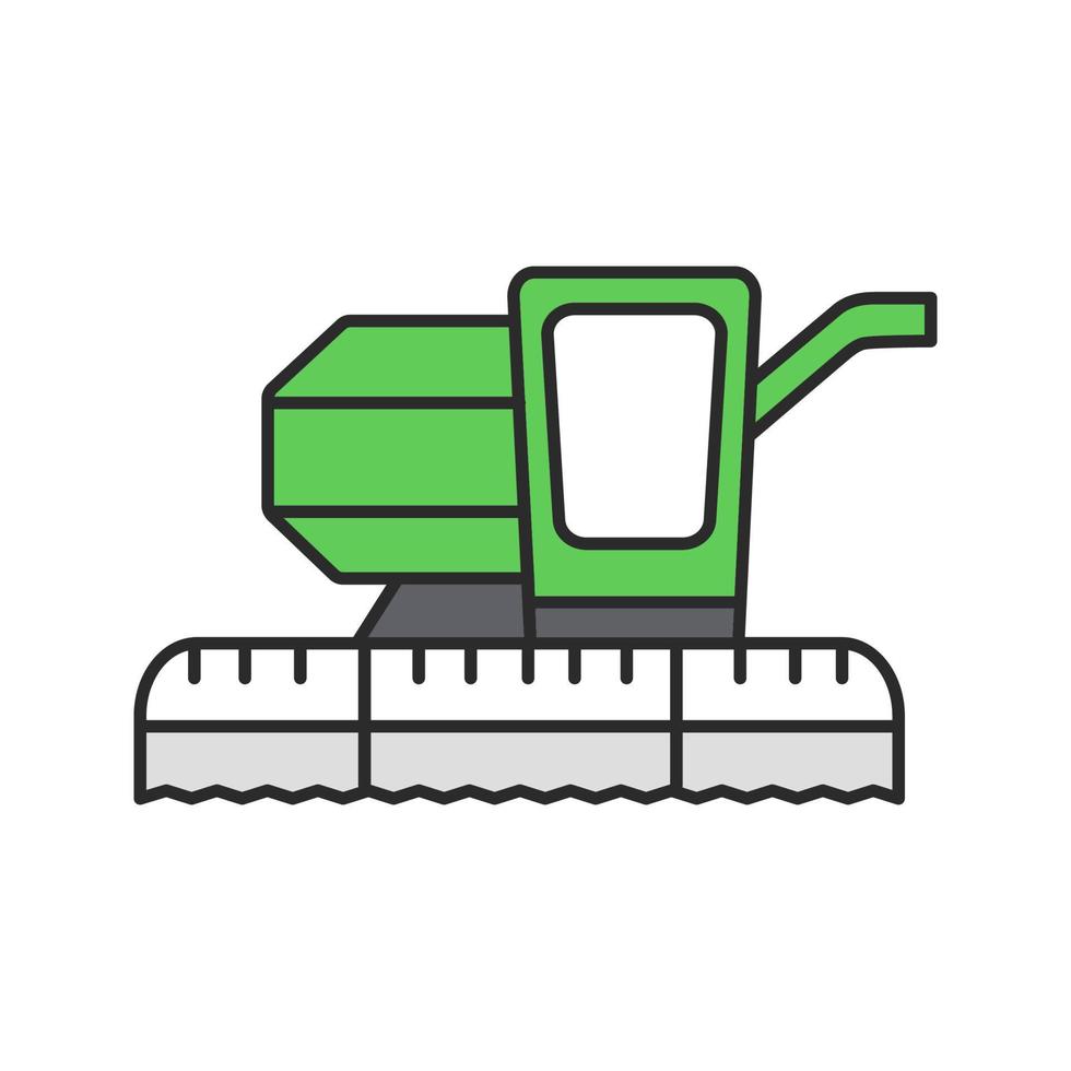 Combine harvester color icon. Agricultural implement. Isolated vector illustration