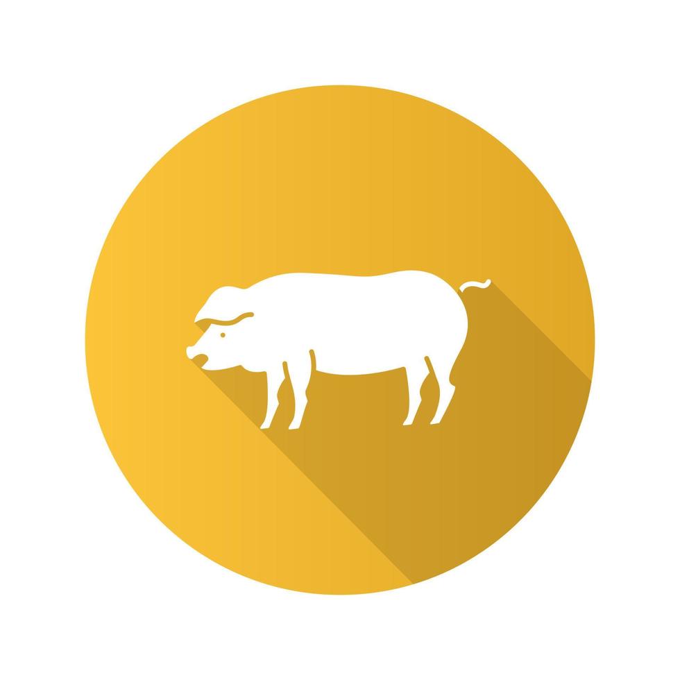 icono de glifo de sombra larga de diseño plano de cerdo. ganadería agricultura. ilustración de silueta vectorial vector