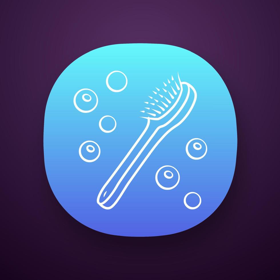Natural bath brush app icon. Eco friendly, organic wooden body brush. Skin wash, dry massage tool. Bathroom essential. UI UX user interface. Web or mobile application. Vector isolated illustration
