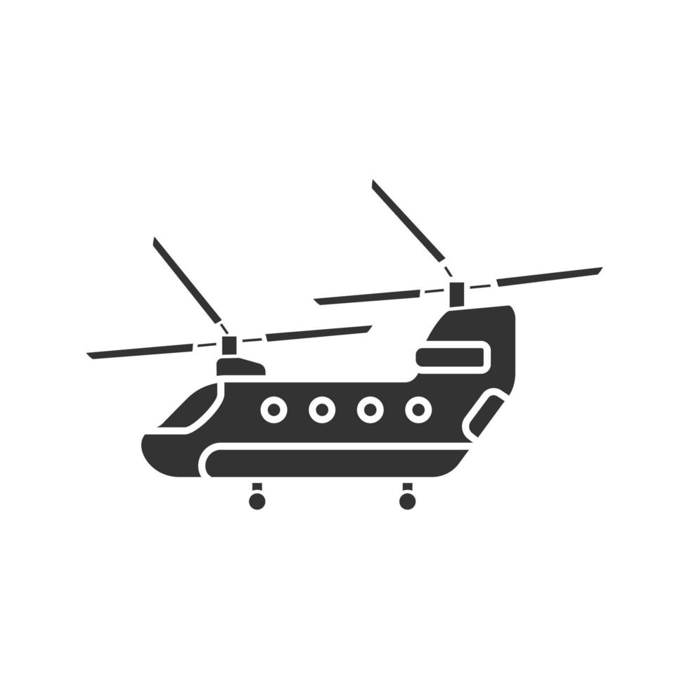 Military helicopter glyph icon. Silhouette symbol. Negative space. Vector isolated illustration