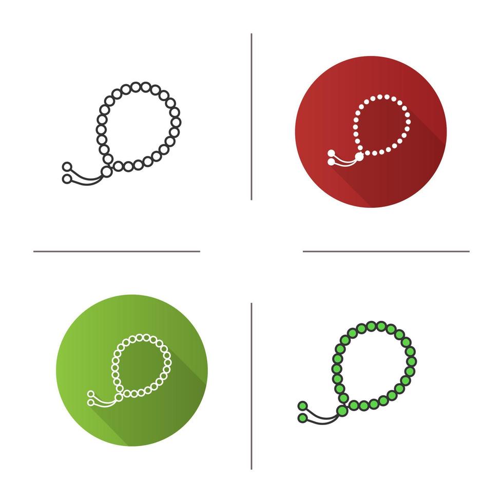 Misbaha icon. Flat design, linear and color styles. Dhikr. Tespih. Isolated vector illustrations