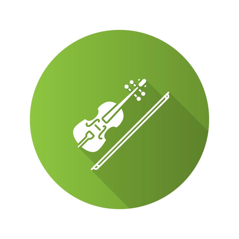 icono de glifo de sombra larga de diseño plano de violín. violín. ilustración de silueta vectorial vector