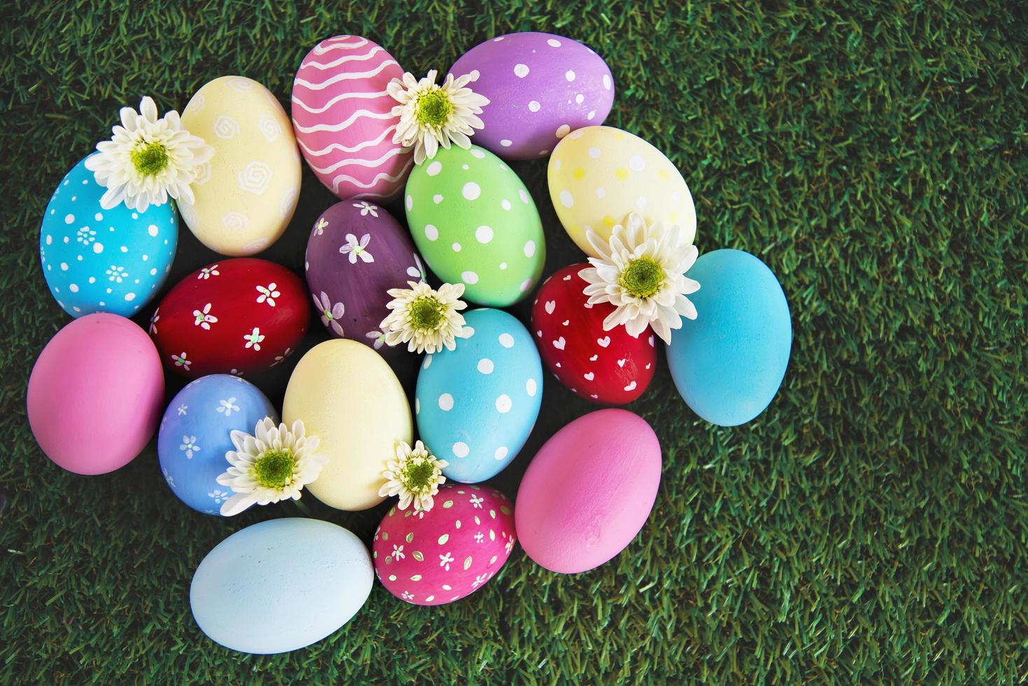 Painted colorful Easter eggs background - Easter holiday celebration background concept photo