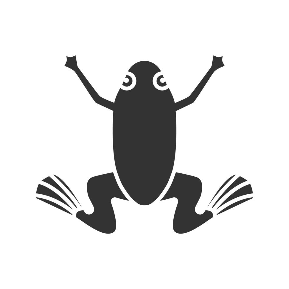 Frog glyph icon. Silhouette symbol. Toad. Negative space. Vector isolated illustration