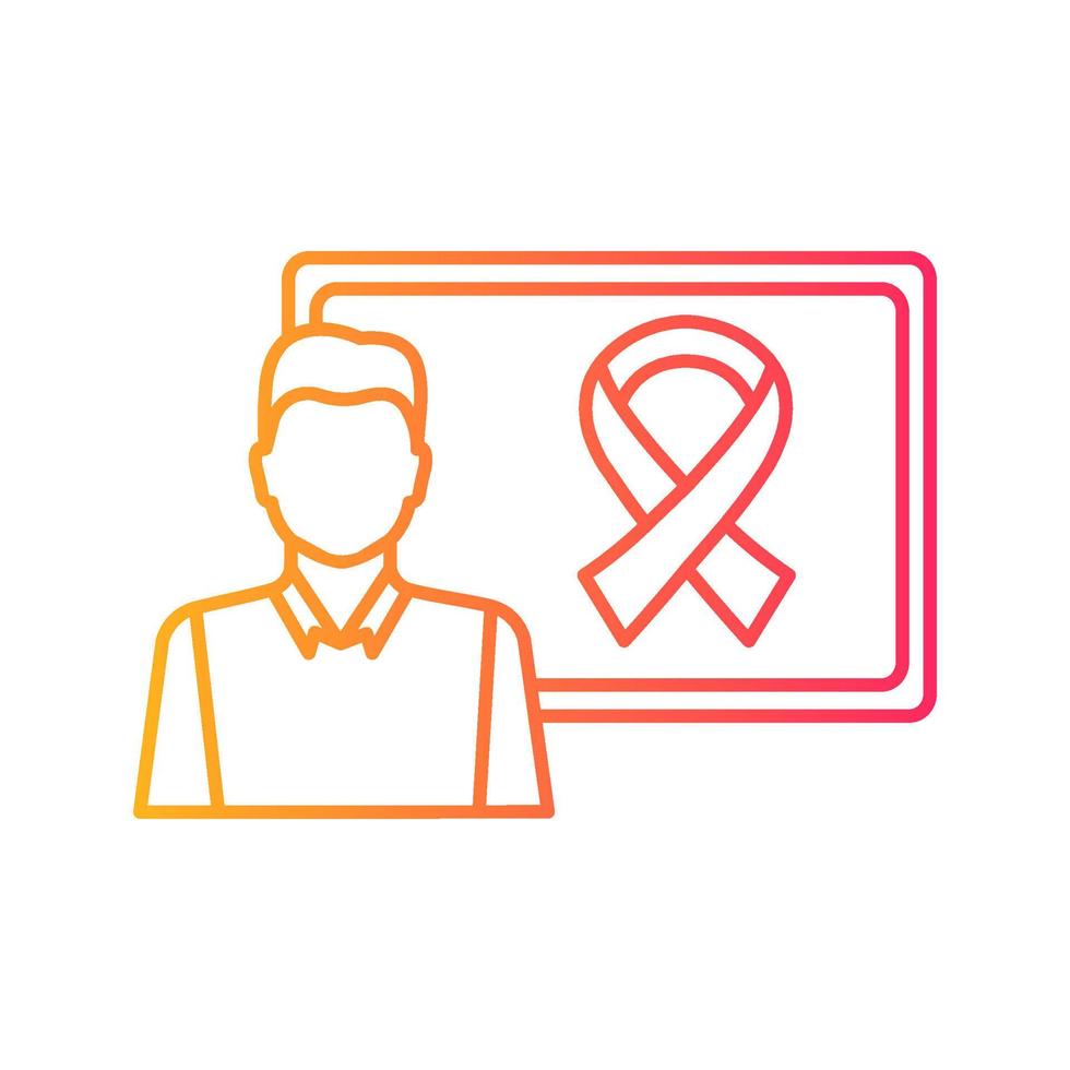 Cancer awareness gradient linear vector icon. Medical education. Cancer information. Symptoms and treatment. Thin line color symbol. Modern style pictogram. Vector isolated outline drawing