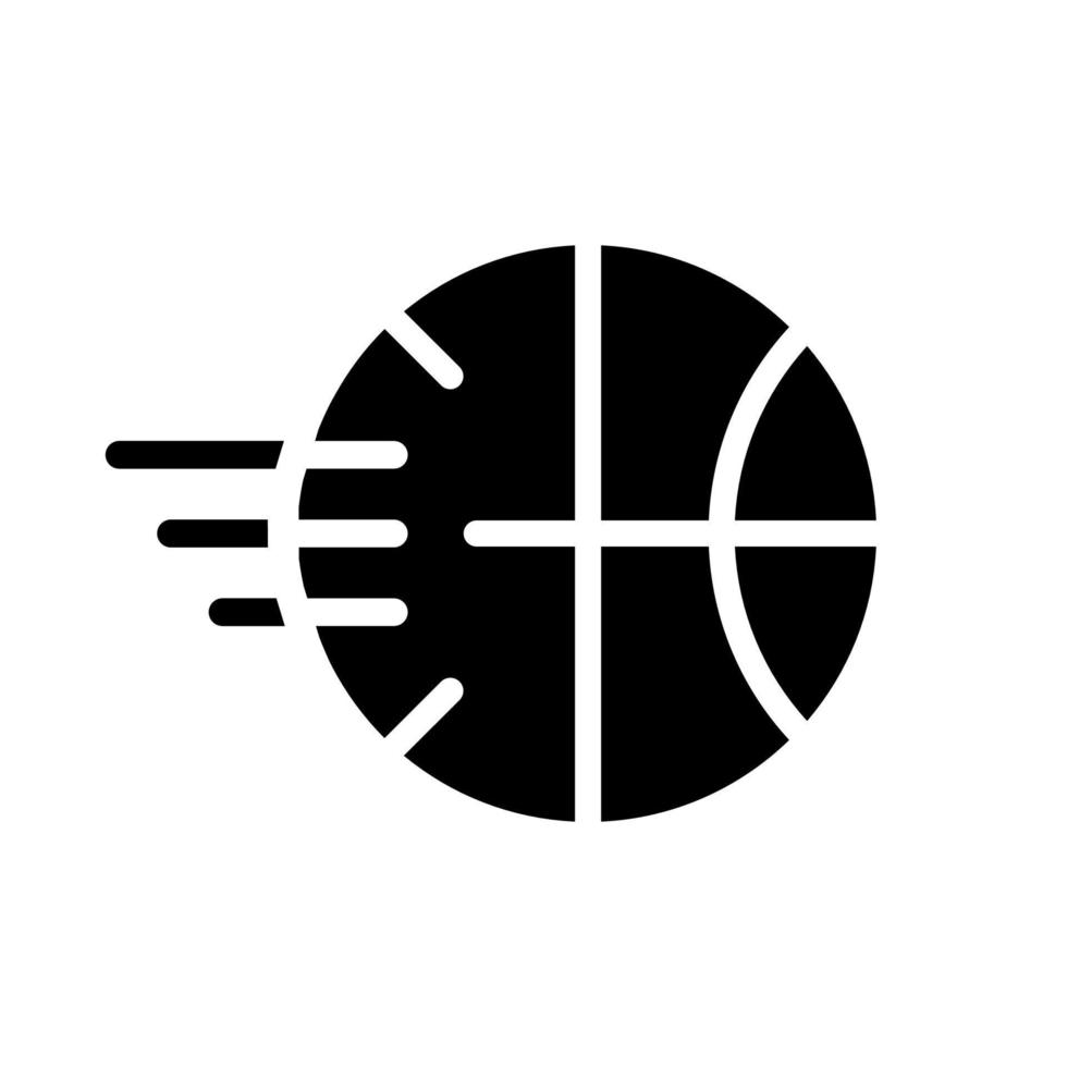 icono de glifo negro de bola. juego deportivo. jugando al baloncesto. actividad deportiva y competición. movimiento dinámico. símbolo de silueta en el espacio en blanco. pictograma sólido. ilustración vectorial aislada vector