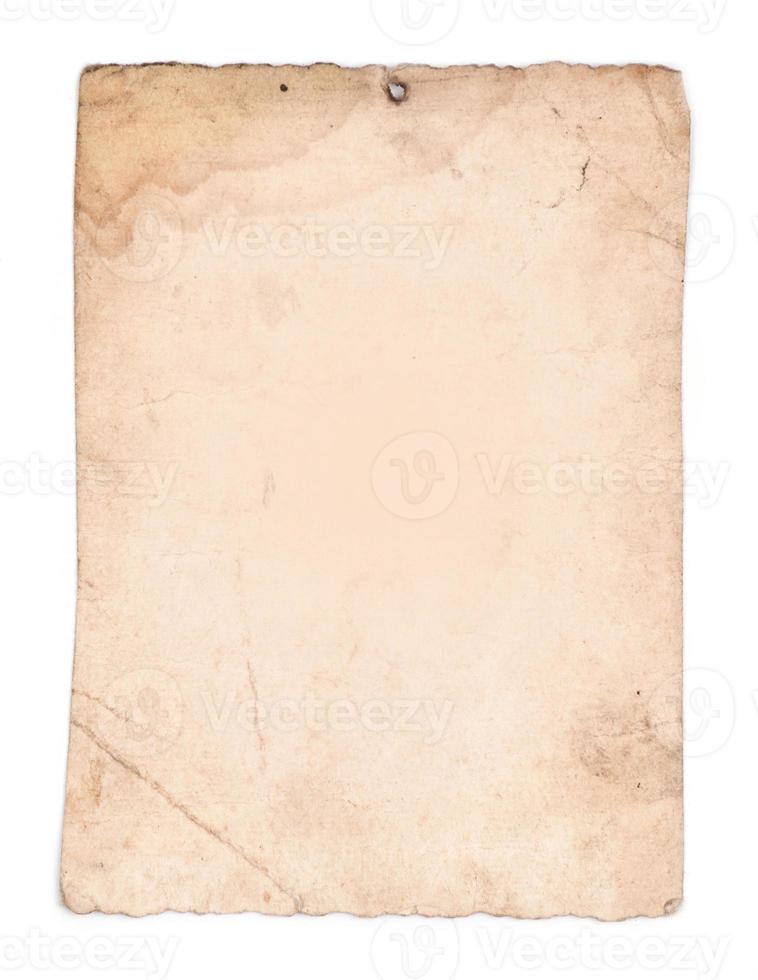 old paper isolated on white background photo