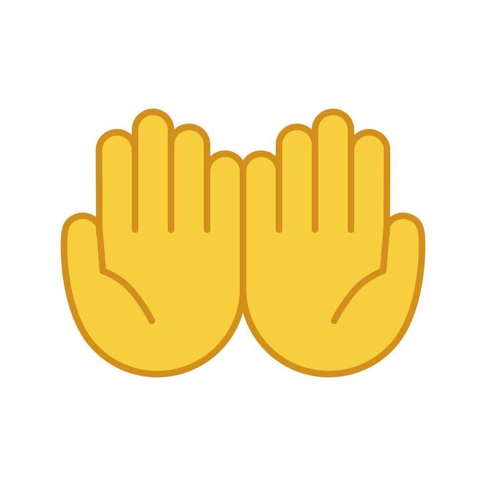 Cupped hands color icon. Palms up together emoji. Begging gesturing. Islam praying hands. Isolated vector illustration