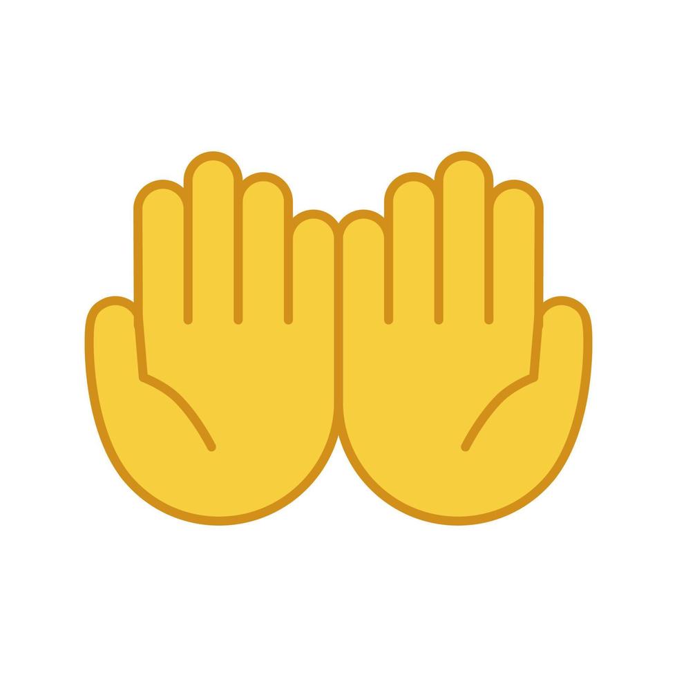 Cupped hands color icon. Palms up together emoji. Begging gesturing. Islam praying hands. Isolated vector illustration