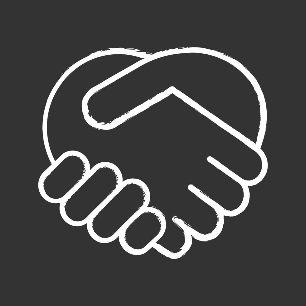 Handshake chalk white icon on black background Vector Image