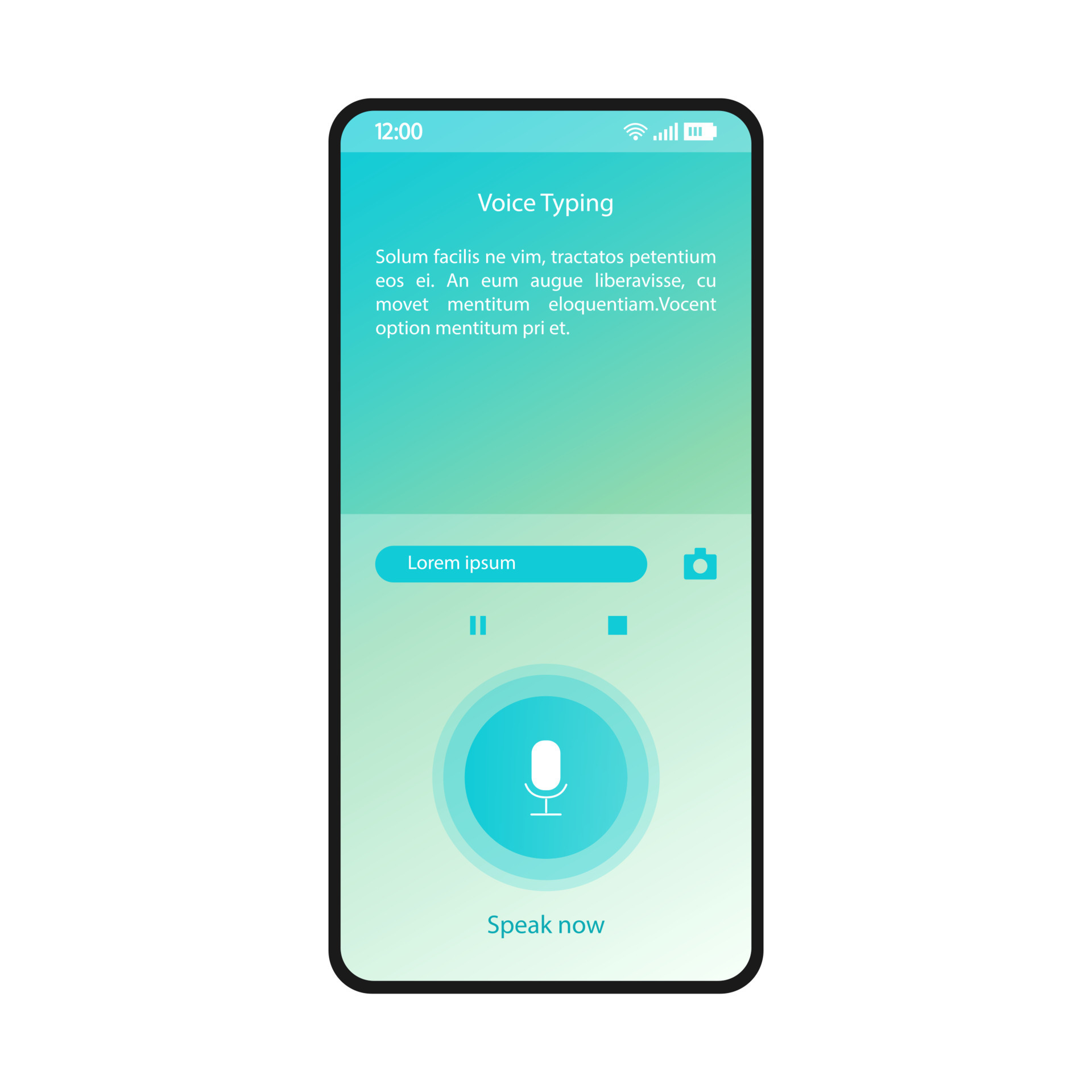 Voice typing smartphone interface vector template mobile utility app