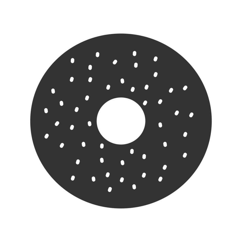 Bagel glyph icon. Silhouette symbol. Donut. Negative space. Vector isolated illustration