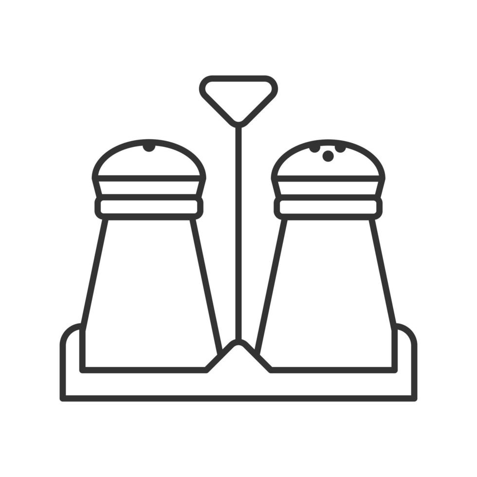 Salt and pepper shakers linear icon. Thin line illustration. Spice. Contour symbol. Vector isolated drawing