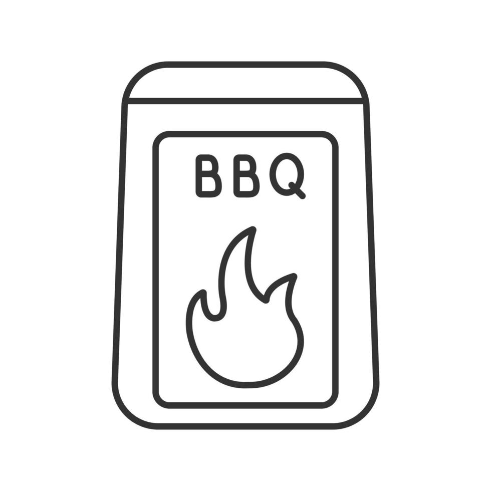 Barbeque coal linear icon. Thin line illustration. Bbq fuel. Contour symbol. Vector isolated drawing