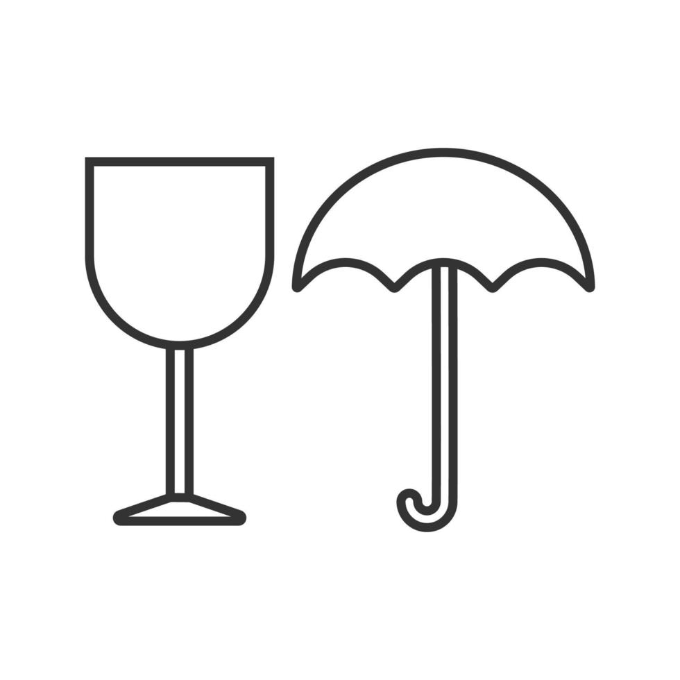 Fragile linear icon. Thin line illustration. Keep dry. Handle with care. Contour symbol. Vector isolated outline drawing
