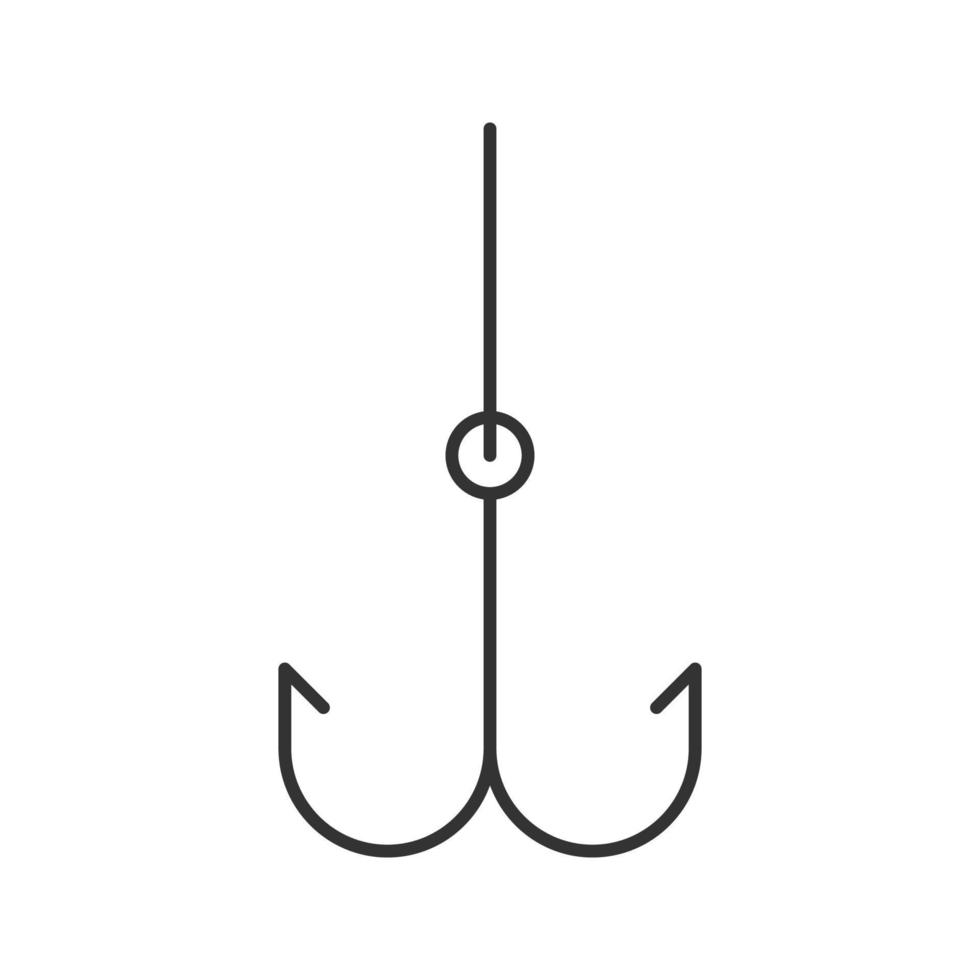 Hook linear icon. Thin line illustration. Fishhook. Angling equipment. Contour symbol. Vector isolated outline drawing