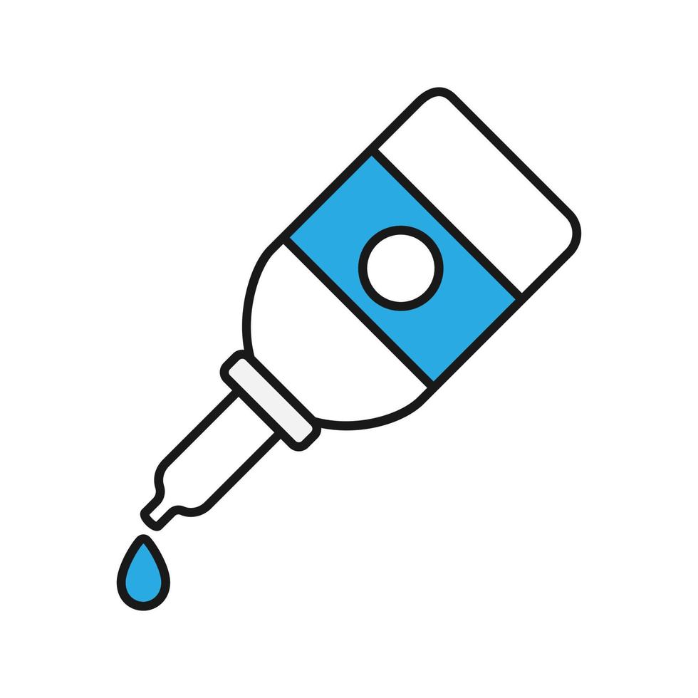 Eye drops color icon. Contact lens moistening. Isolated vector illustration