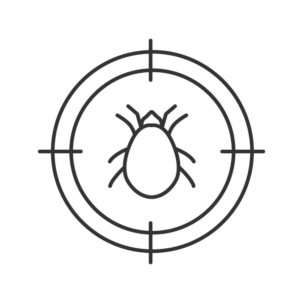 Mite target linear icon. Parasitic insects repellent. Thin line illustration. Contour symbol. Vector isolated outline drawing