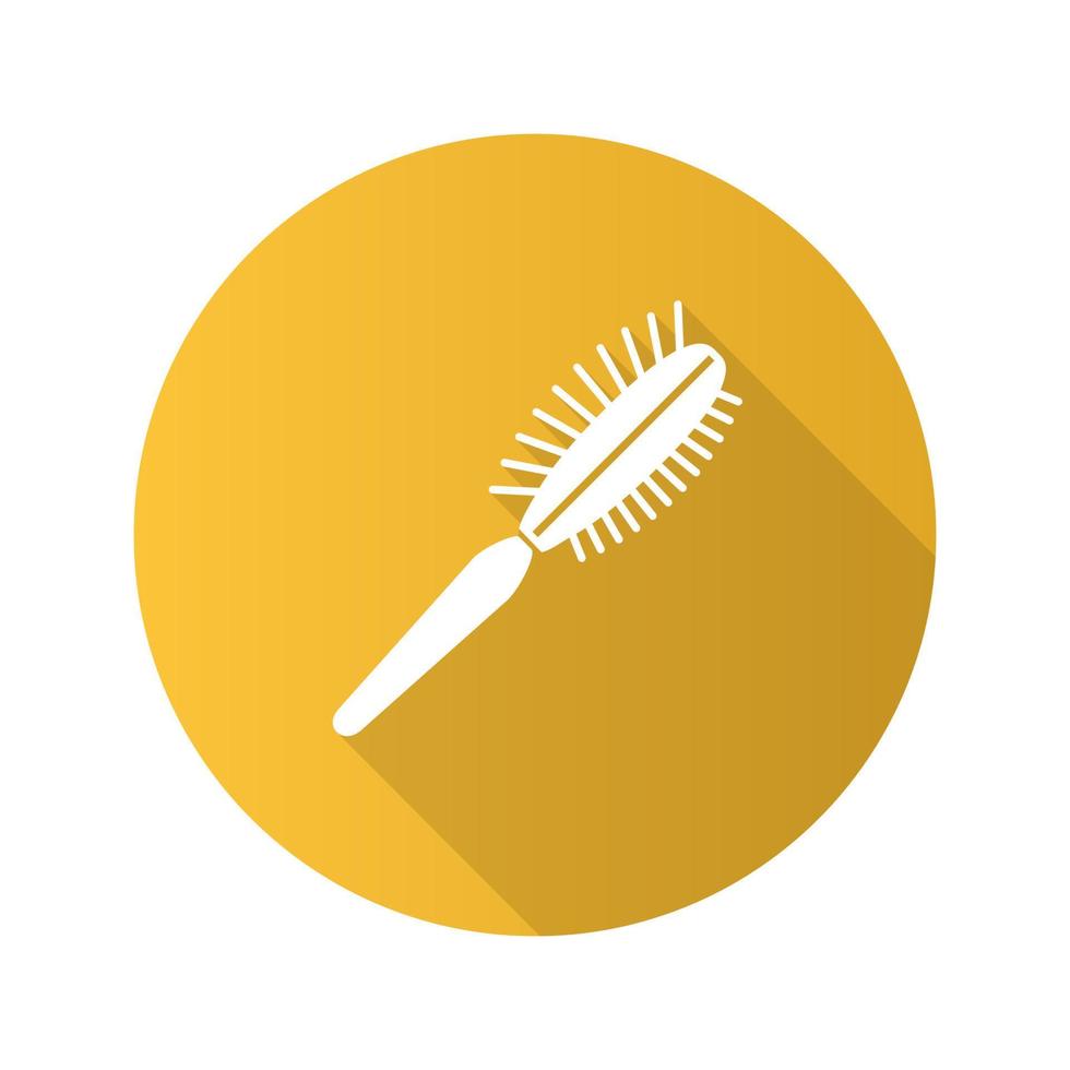 Pet hair brush flat design long shadow glyph icon. Grooming service. Fur comb. Vector silhouette illustration