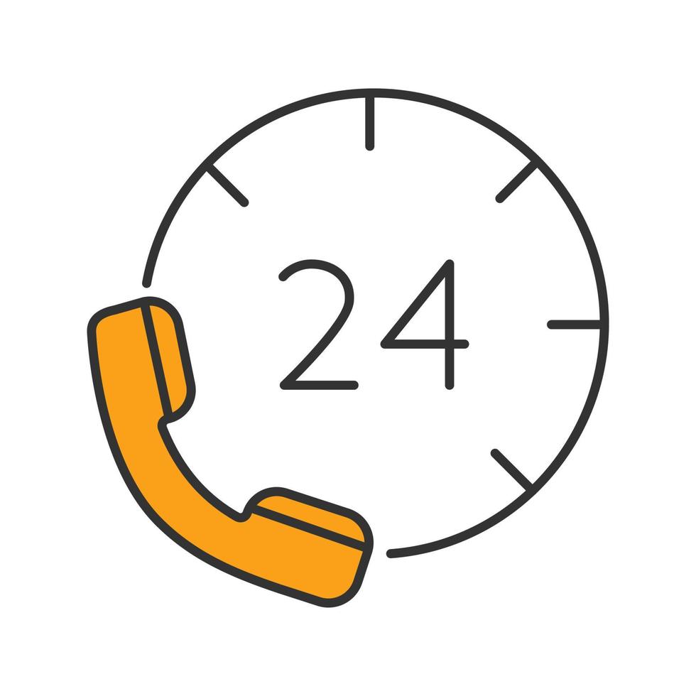Hotline color icon. Call center. 24 hours phone support. Isolated vector illustration
