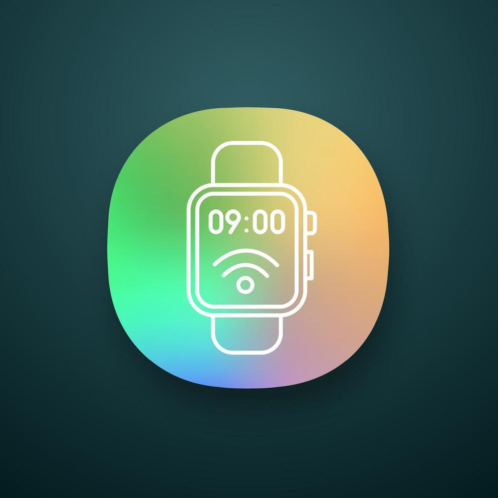 NFC smartwatch app icon. Near field communication. Smart wristwatch. Contactless technology. UI UX user interface. Web or mobile application. Vector isolated illustration