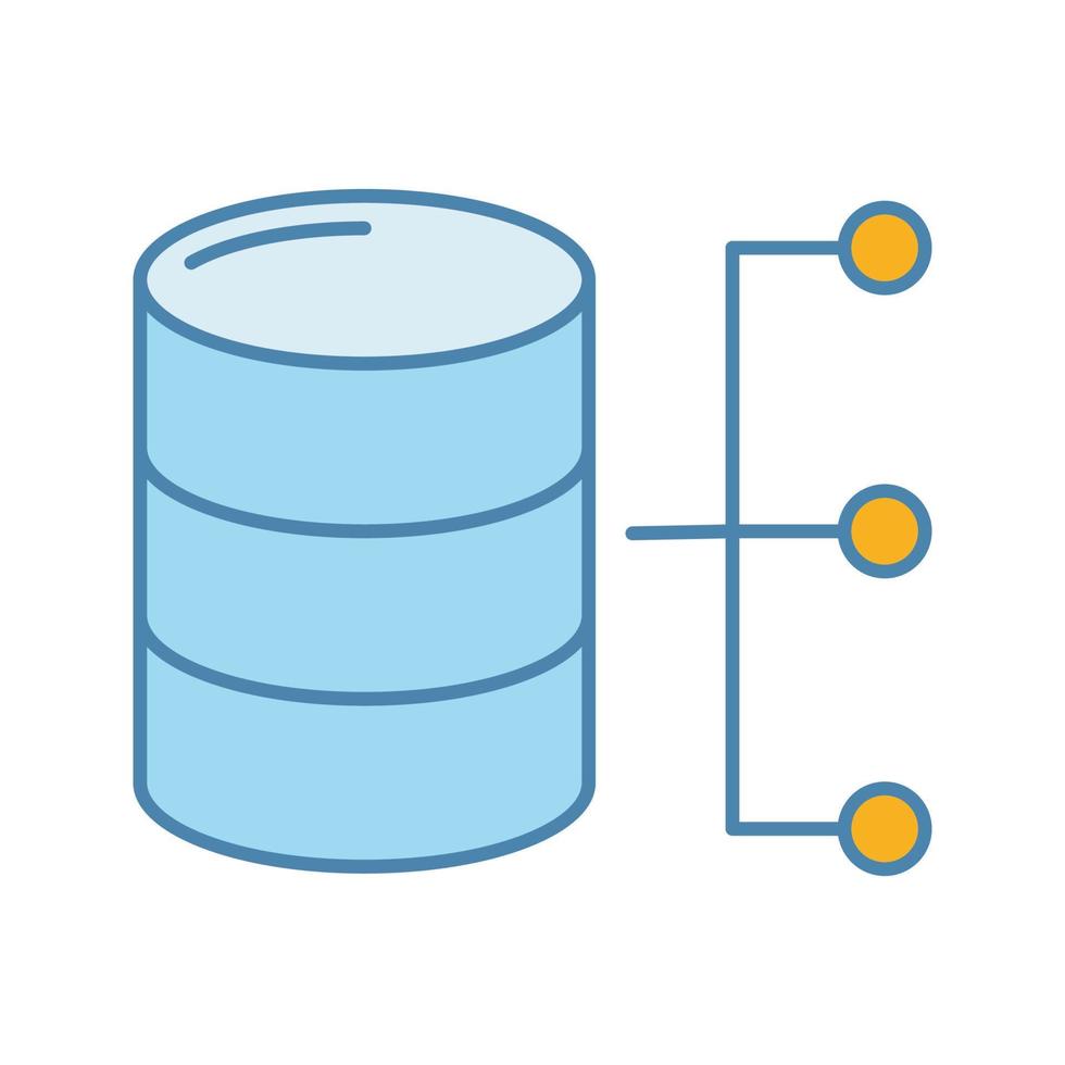 Relational database color icon. Big data. Server. Isolated vector illustration