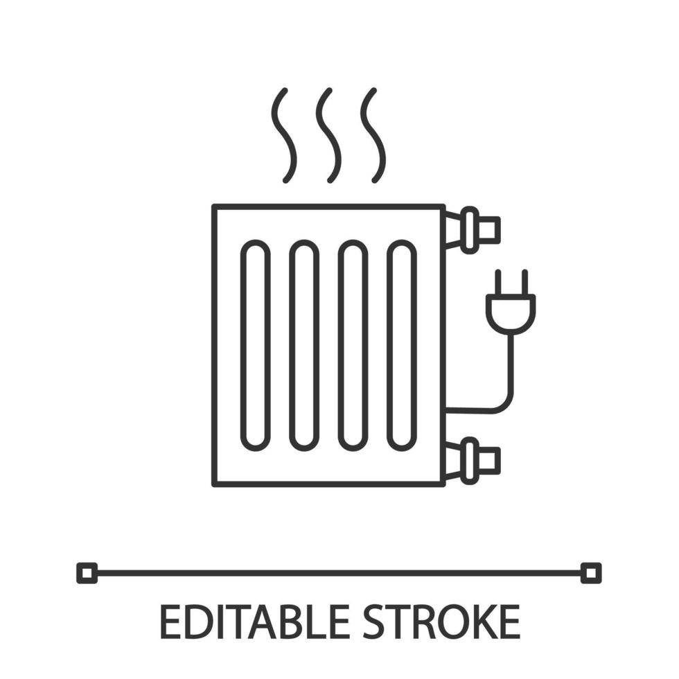 Radiator linear icon. Heating battery. Thin line illustration. Heater. Contour symbol. Vector isolated outline drawing. Editable stroke