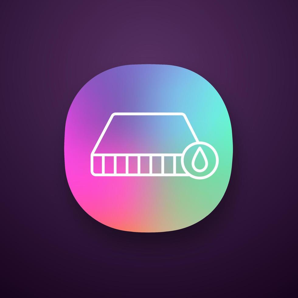 Waterproof mattress app icon. Moisture absorbing mattress cover. UI UX user interface. Web or mobile application. Vector isolated illustration