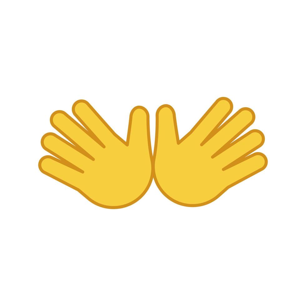 Open hands color icon. Jazz hands emoji. Hug gesture emoticon. Isolated vector illustration