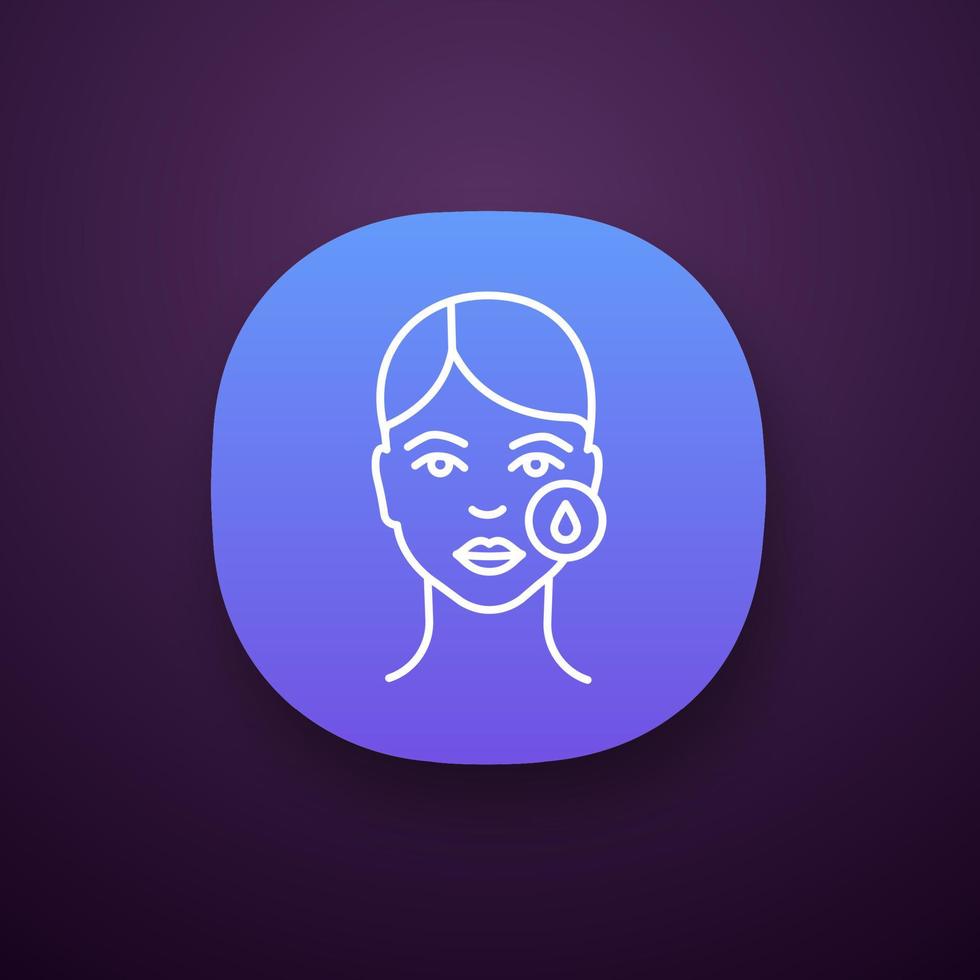 Makeup removal app icon. Skin moisturizing. Skincare. Neurotoxin injection preparation. Cosmetic procedure. Facial rejuvenation. Using hyaluronic acid. UI UX interface. Vector isolated illustration