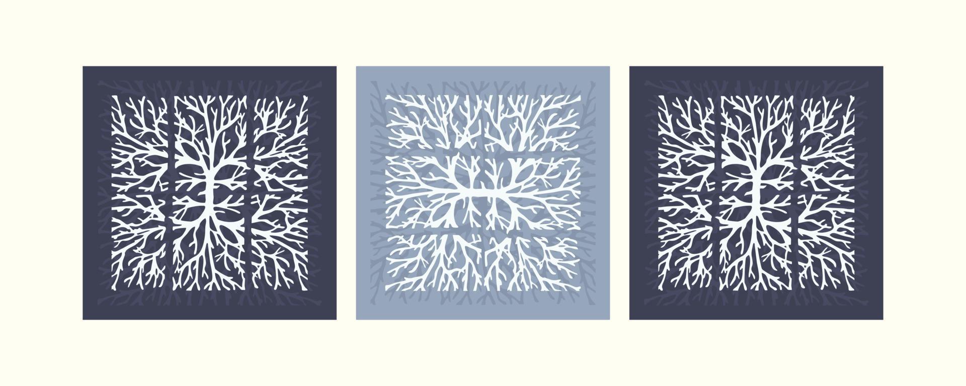 Set of tree root wall art vectors. Drawing of root tree with abstract art. Abstract Plant Art designs for prints, covers, wallpapers, wall art. Minimal and natural. Vector illustration.