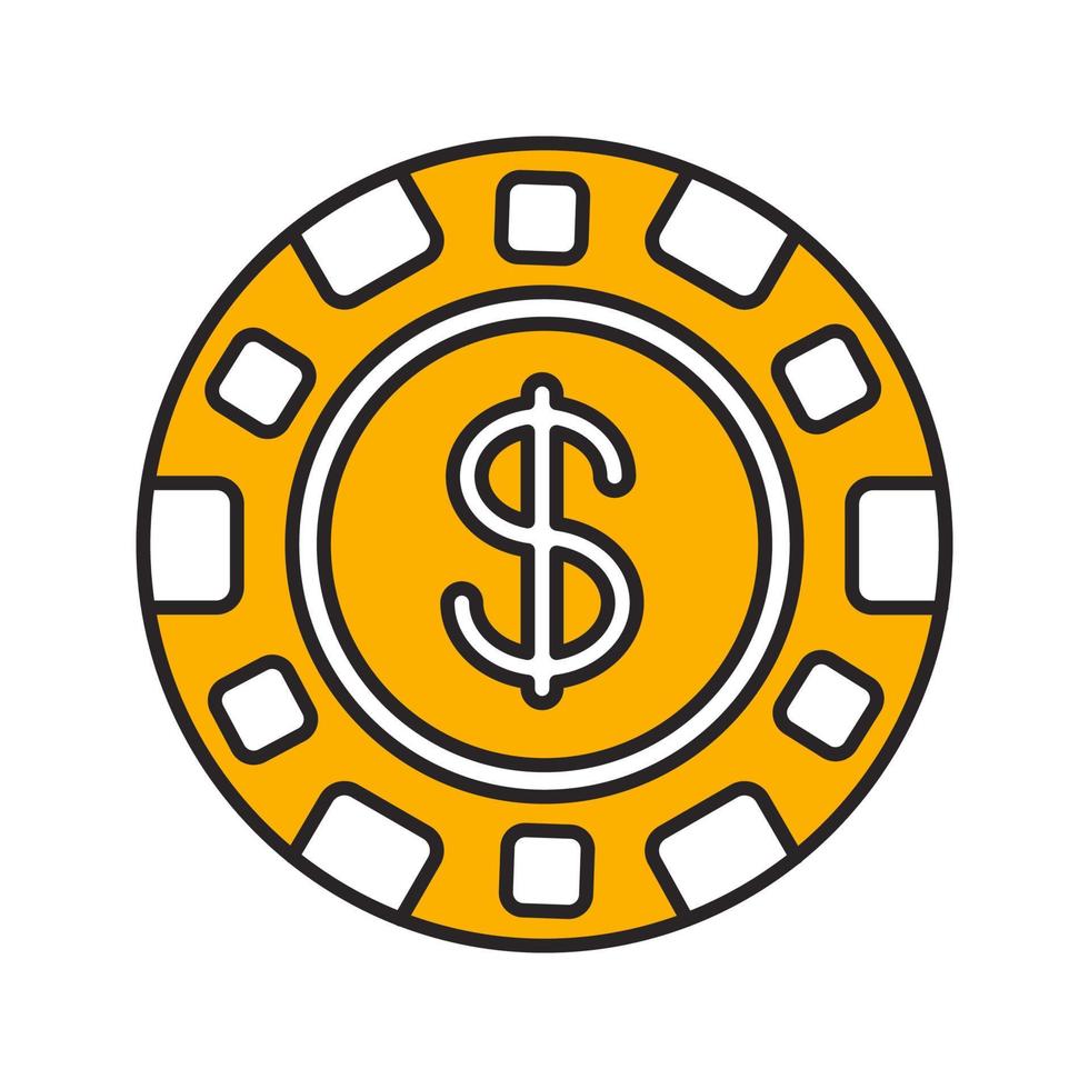 icono de color de fichas de casino. token de juego con signo de dólar. ilustración vectorial aislada vector