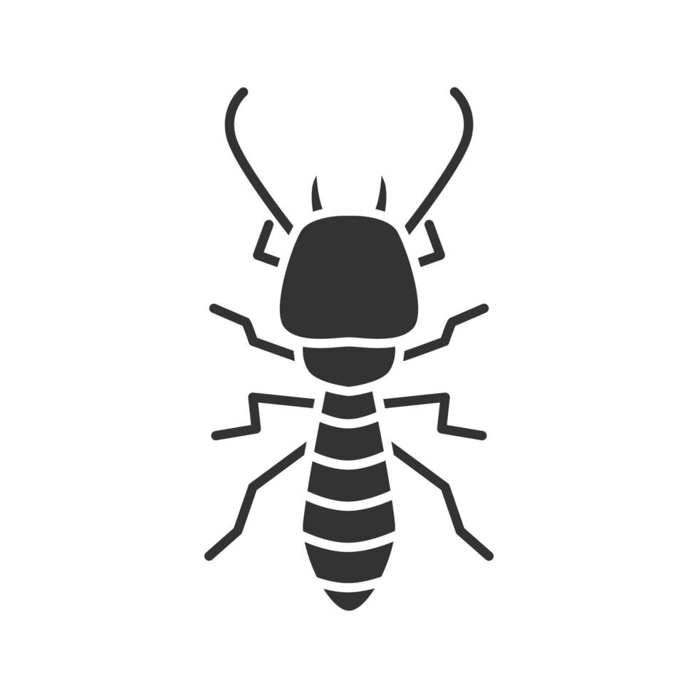 Termite glyph icon. White ant. Silhouette symbol. Negative space. Vector isolated illustration