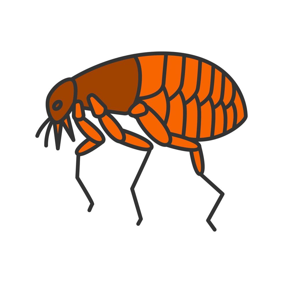 icono de color de pulga. parásito de las mascotas. ilustración vectorial aislada vector
