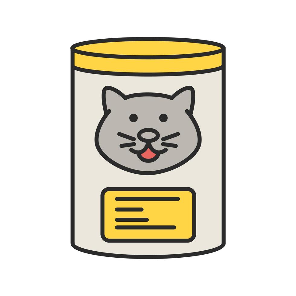 Canned cat food color icon. Isolated vector illustration