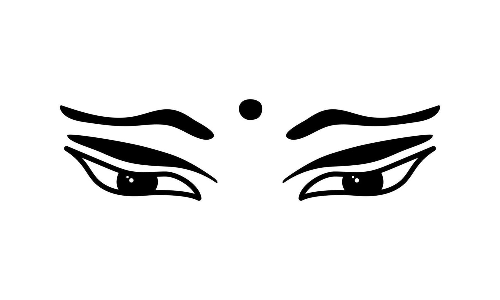 Buddha God eyes hand drawn illustration. Symbol of wisdom, energy. Religion sketch. Vector