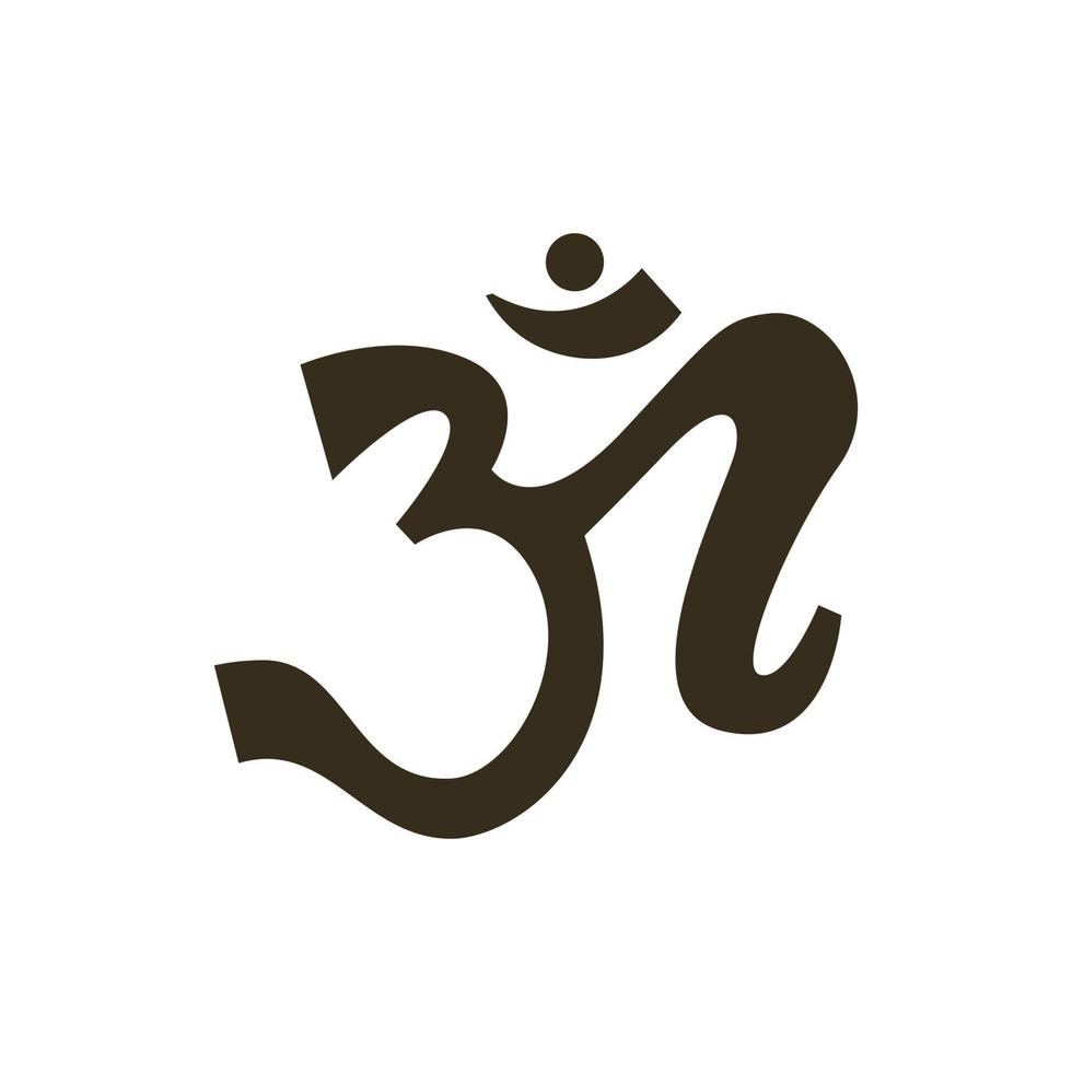 Om sign monochrome. Yoga, symbol of Hinduism. Vector illustration