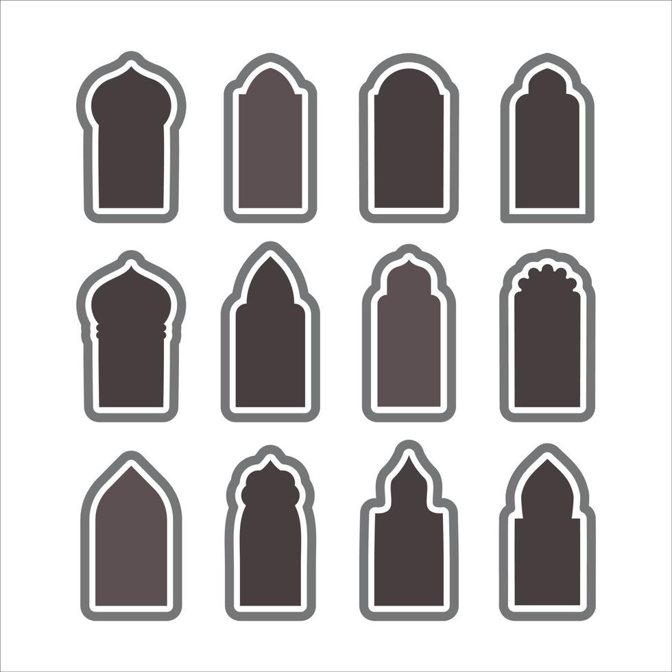 conjunto de línea de puerta de arco árabe. ventana o puerta islámica. marco decorativo ilustración vectorial vector