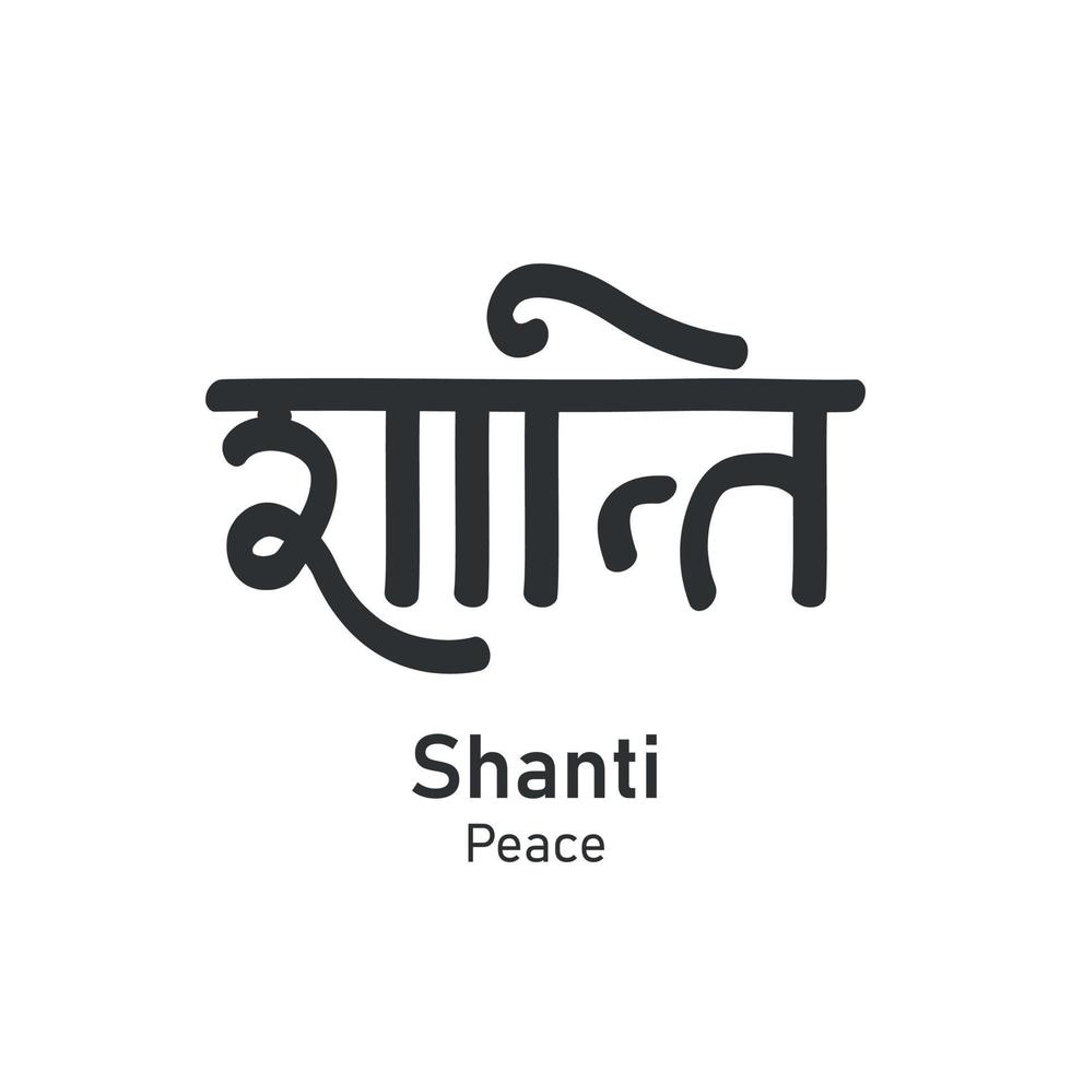 Shanti Sanskrit text calligraphy. Meaning Peace. Vector illustration