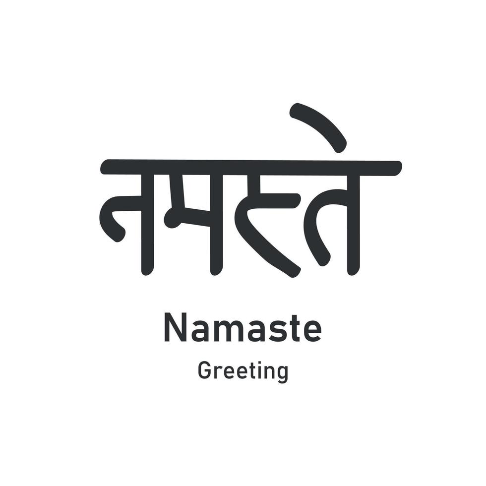 saludo sánscrito namaste. texto dibujado a mano. cultura india. vector