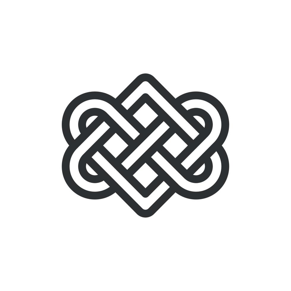 Celtic love knot. Keltish ornament symbolizing love. Endless connection. Sacred geometry. Vector illustration on white
