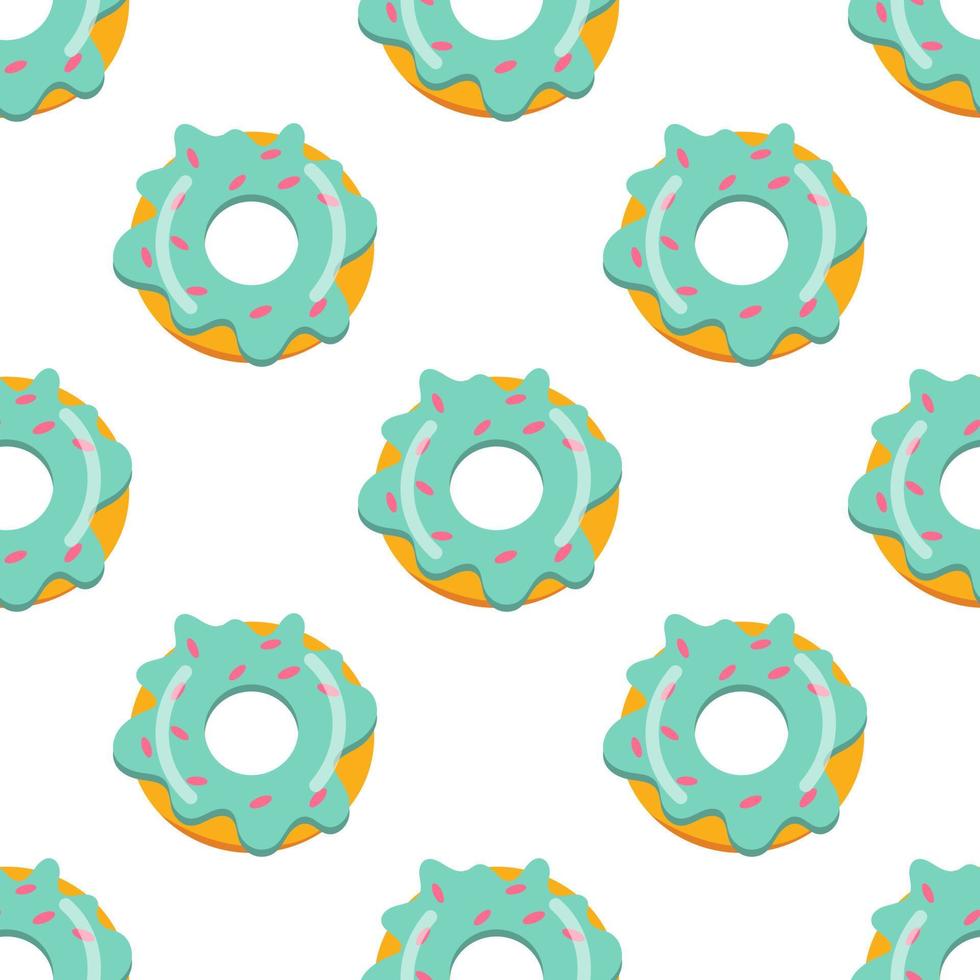 seamless donut pattern with blue glaze. vector illustration on a white background.